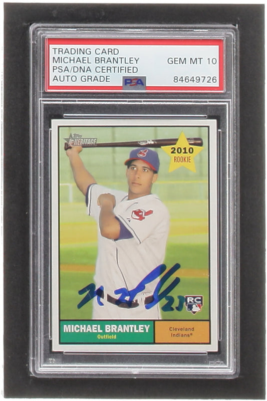 Michael Brantley Signed 2010 Topps Heritage #172 RC (PSA | Auto 10) - Rookie Card
