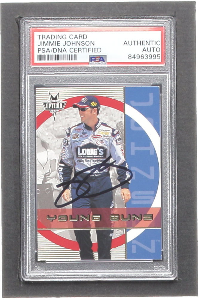 Jimmie Johnson Signed 2002 Press Pass Optima #47 YG RC (PSA) - Rookie Card