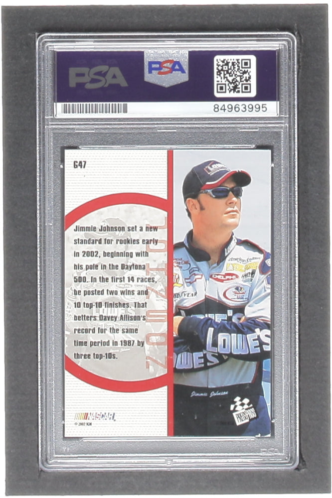 Jimmie Johnson Signed 2002 Press Pass Optima #47 YG RC (PSA) - Rookie Card