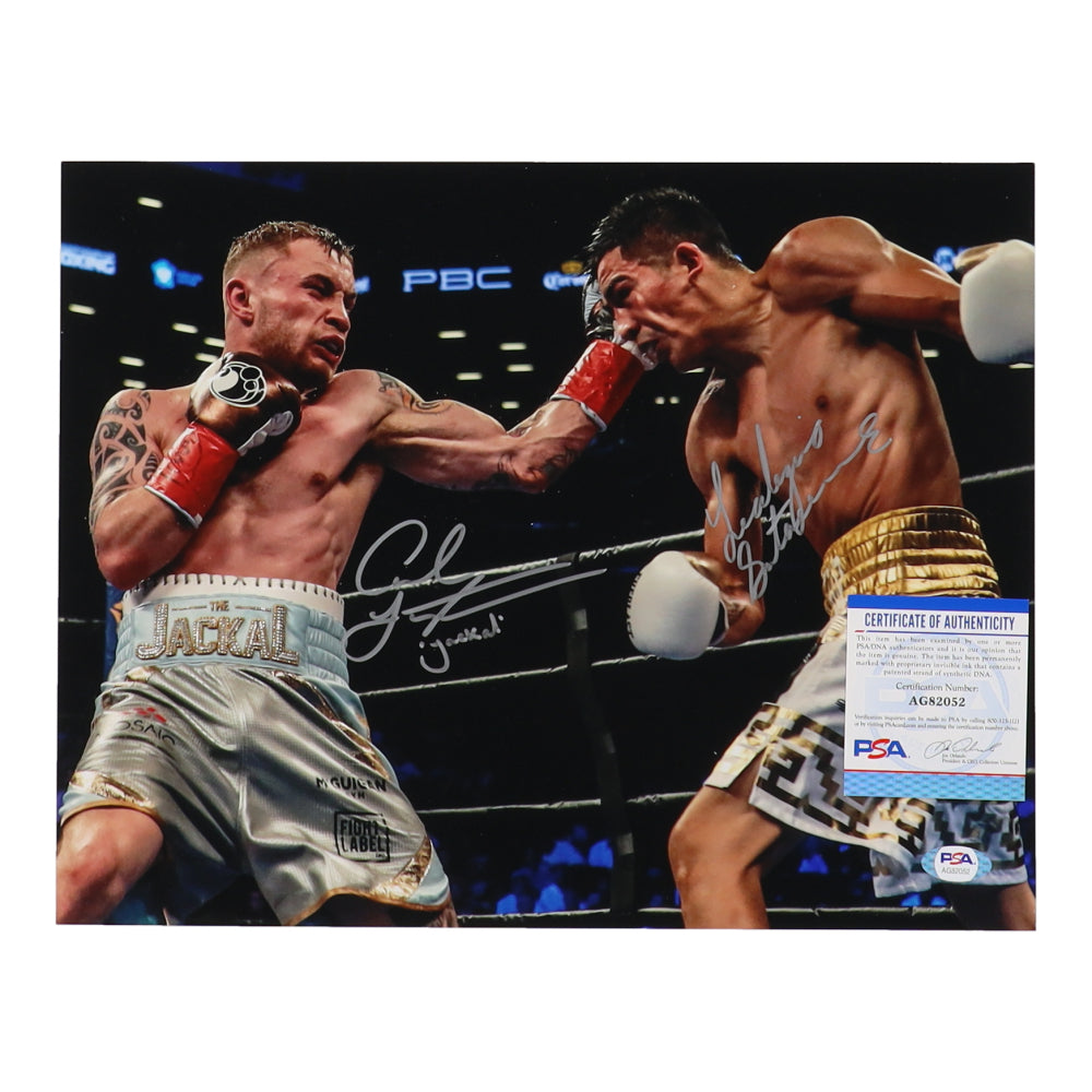 Leo Santa Cruz & Carl Frampton Signed (PSA) 11x14 Photo Inscribed "Jackal"