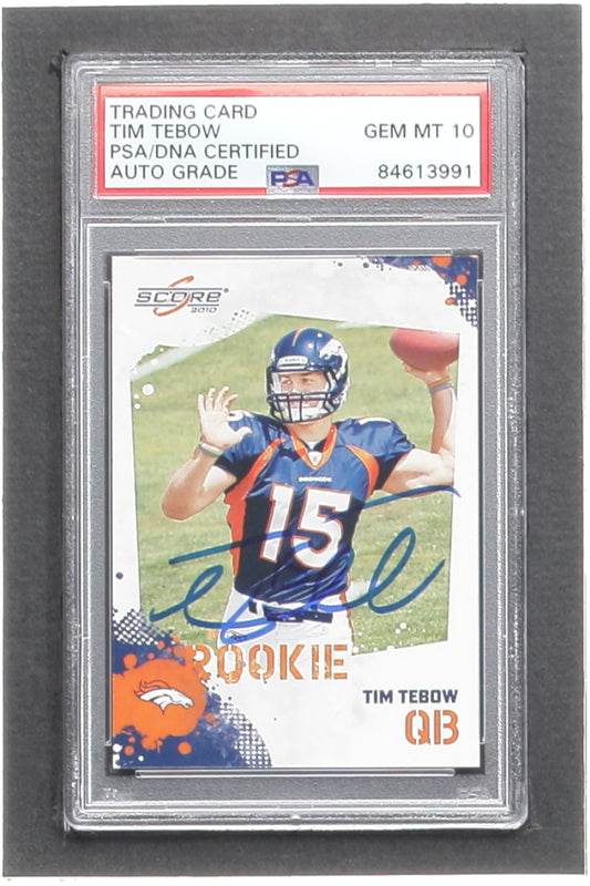 Tim Tebow Signed 2010 Score #396 RC (PSA | Auto Grade 10) - Rookie Card