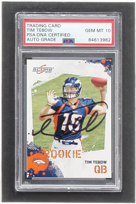 Tim Tebow Signed 2010 Score #396 RC (PSA | Auto Grade 10) -  Rookie Card