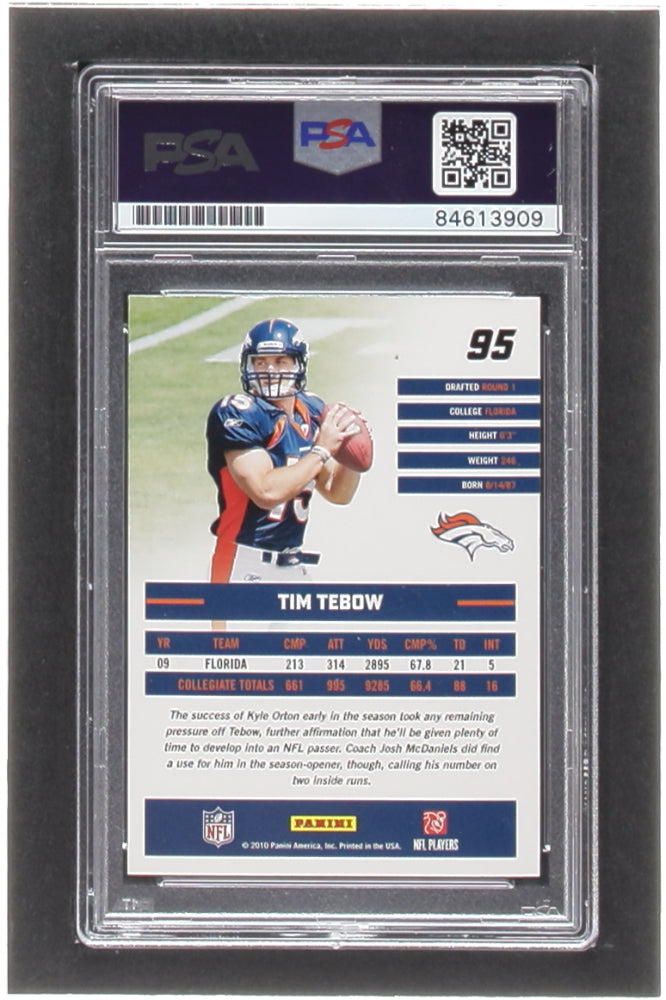 Tim Tebow Signed 2010 Donruss Rated Rookies #95 RC (PSA | Auto Grade 10) - Rookie Card