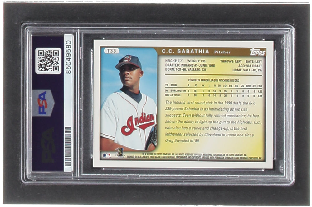 C.C. Sabathia Signed 1999 Topps Traded #T33 RC (PSA) - Rookie Card