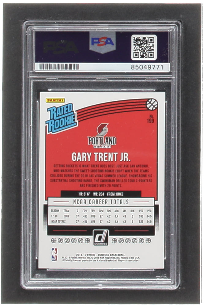 Gary Trent Jr. Signed 2018-19 Donruss #199 RR RC (PSA) - Rookie Card