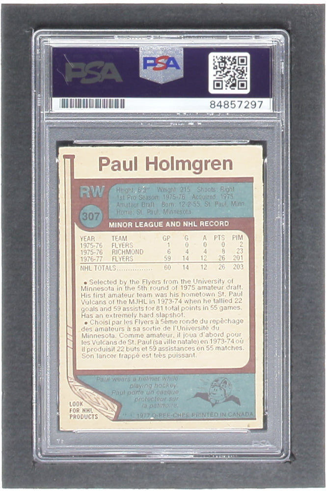 Paul Holmgren Signed 1977-78 O-Pee-Chee #307 RC (PSA) - Rookie Card