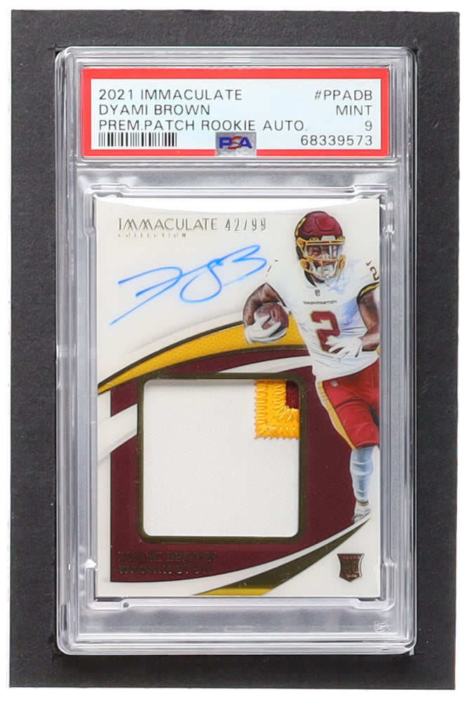 Dyami Brown 2021 Immaculate Collection Premium Rookie Patch Autographs #28 RC #42/99 (PSA 9) - Rookie Card / Serially Numbered #42 / 99