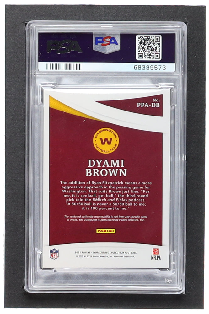 Dyami Brown 2021 Immaculate Collection Premium Rookie Patch Autographs #28 RC #42/99 (PSA 9) - Rookie Card / Serially Numbered #42 / 99