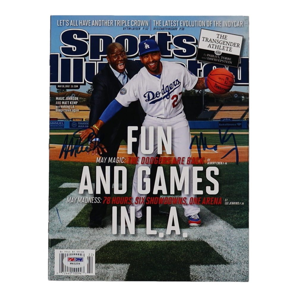 Magic Johnson & Matt Kemp Signed (PSA) 2012 "Sports Illustrated" Magazine