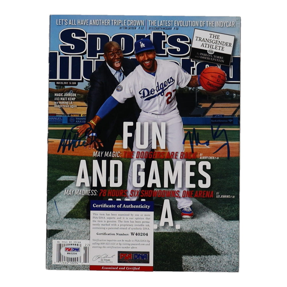 Magic Johnson & Matt Kemp Signed (PSA) 2012 "Sports Illustrated" Magazine