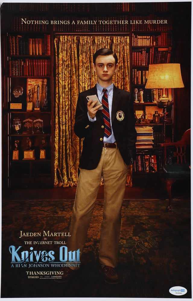 Jaeden Martell Signed "Knives Out" 11x17 Photo (ACOA) - Jacob Thrombey