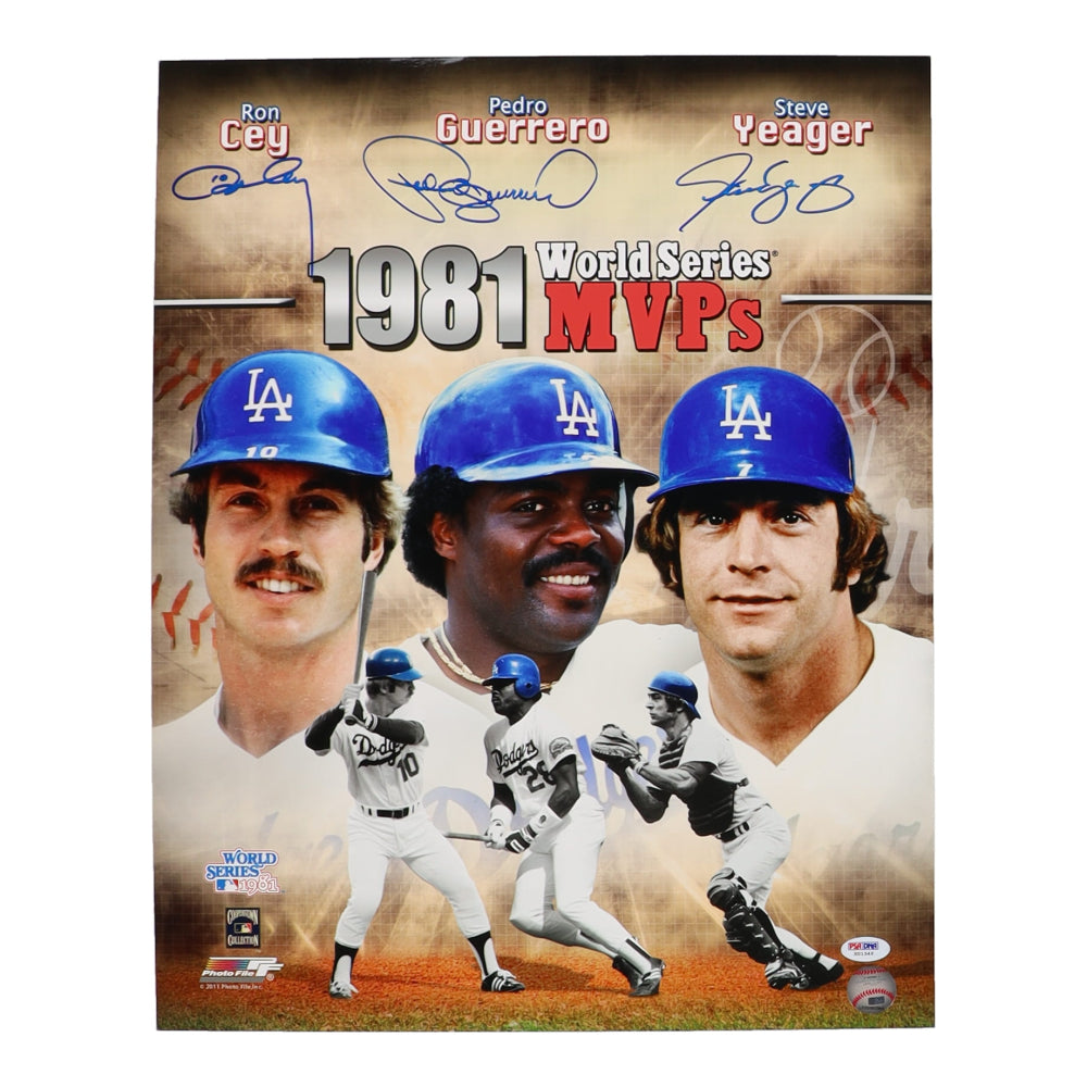 Ron Cey, Steve Yeager & Pedro Guerrero Signed (PSA) Dodgers 16x20 Photo