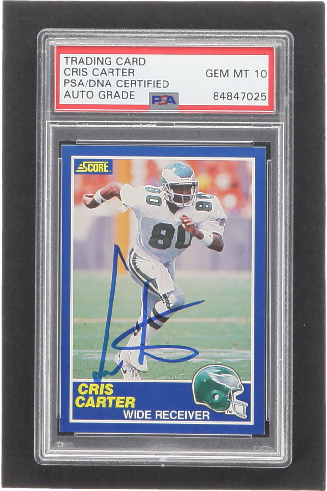 Cris Carter Signed 1989 Score #72 RC (PSA | Auto 10) - Rookie Card