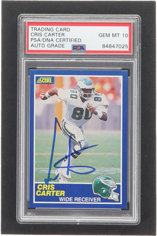 Cris Carter Signed 1989 Score #72 RC (PSA | Auto 10) - Rookie Card