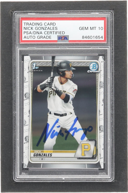 Nick Gonzales Signed 2020 Bowman Chrome Draft #BD81 RC (PSA | Autograph Graded PSA 10) - Rookie Card