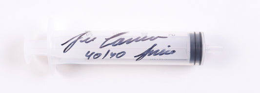 Jose Canseco Signed (Beckett) Plastic Syringe Inscribed "40/40 Juice"