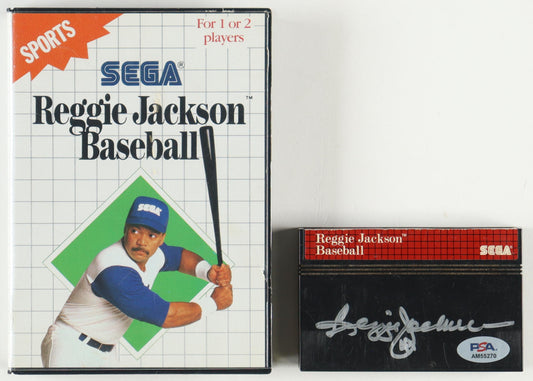 Reggie Jackson Signed (PSA) "Reggie Jackson Baseball" Sega Master System Video Game Cartridge With Original Case