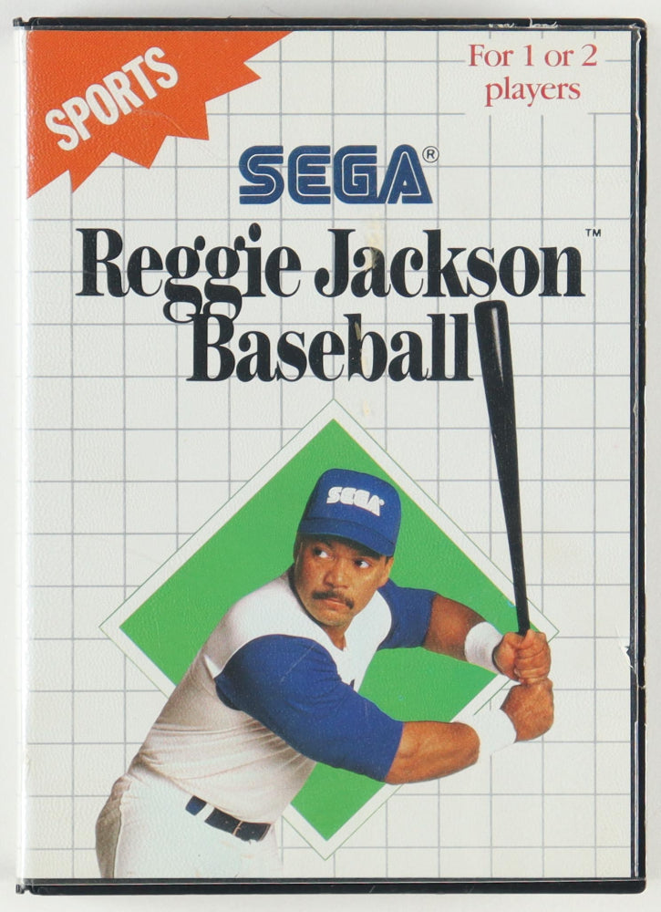 Reggie Jackson Signed (PSA) "Reggie Jackson Baseball" Sega Master System Video Game Cartridge With Original Case