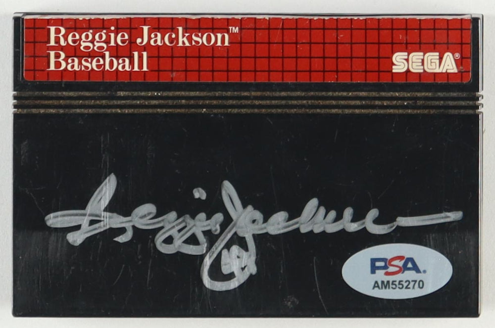 Reggie Jackson Signed (PSA) "Reggie Jackson Baseball" Sega Master System Video Game Cartridge With Original Case