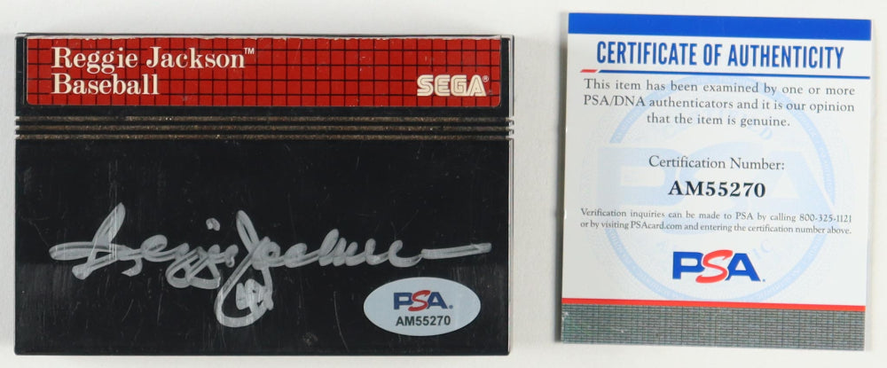 Reggie Jackson Signed (PSA) "Reggie Jackson Baseball" Sega Master System Video Game Cartridge With Original Case