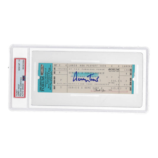 Jerry West Signed NBA 1974 Playoffs Ticket - Autograph Graded PSA 10