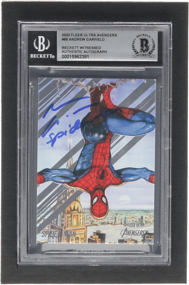 Andrew Garfield Signed Spider-Man 2022 Fleer Ultra Avengers #69 Inscribed "Spiderman" (BGS | Autograph Graded 10)