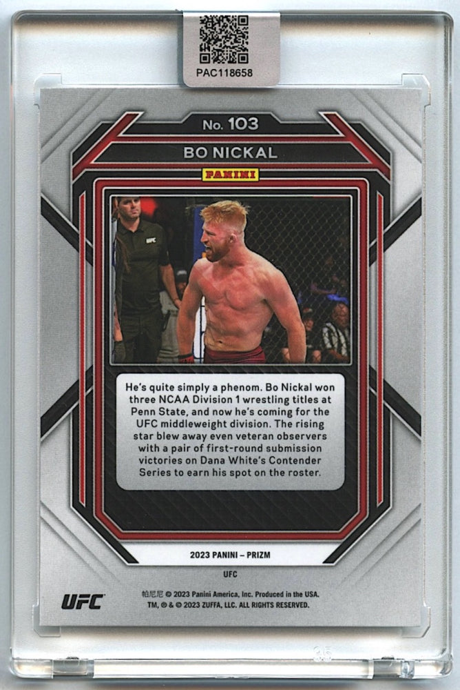 Bo Nickal Signed 2023 Panini Prizm UFC #103 RC (PA Encapsulated) - Hand-Signed Rookie Card