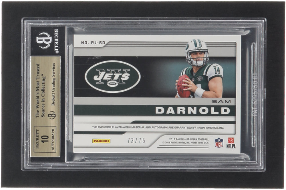 Sam Darnold 2018 Panini Obsidian Rookie Jersey Autographs #6 RC #73/75 (BGS 9.5 | Autograph Graded BGS 10) - Rookie Card