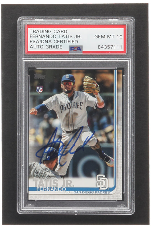 Fernando Tatis Jr. Signed 2019 Topps Base Set Photo Variations #410 RC / White Jersey Retail Factory (PSA | Autograph Graded PSA 10) - Rookie Card