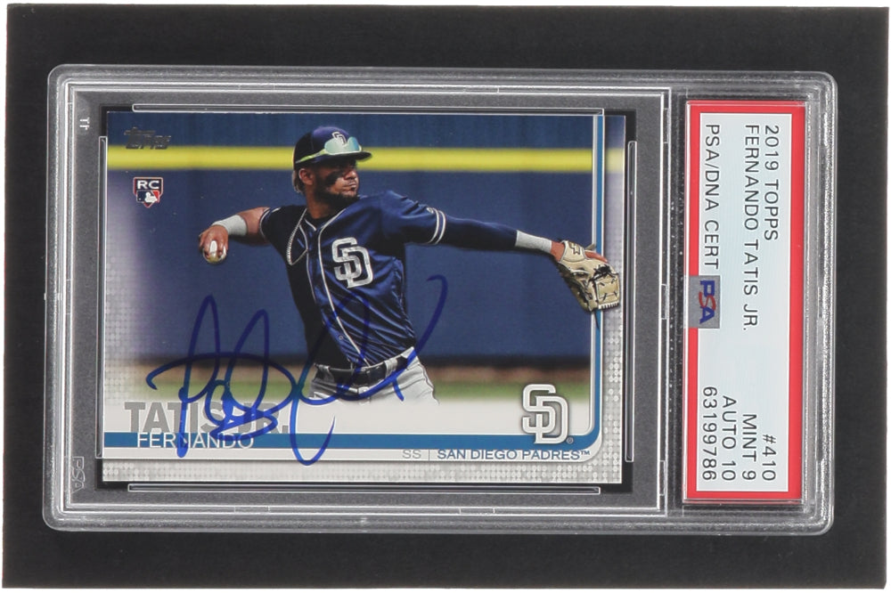 Fernando Tatis Jr. Signed 2019 Topps #410 RC (PSA 9 | Autograph Graded PSA 10) - Rookie Card