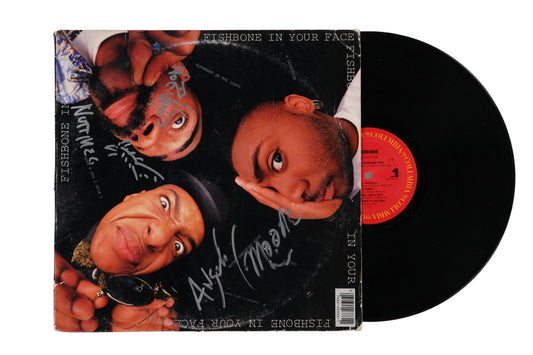 Angelo Moore & John Norwood Fisher Signed (Beckett) "In Your Face" Vinyl Record Album Inscribed "Nutmeg"