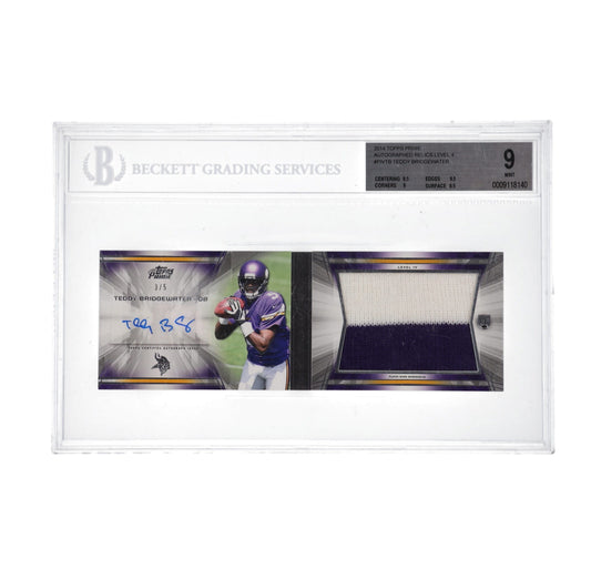 Teddy Bridgewater 2014 Topps Prime Autographed Relics Level 4 #PIVTB RC #3/5 (BGS 9 - Auto BGS 10) - Rookie Card