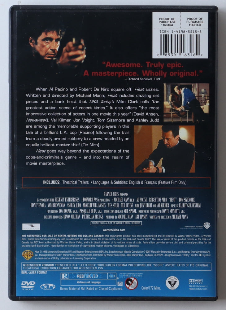 Al Pacino Signed "Heat" DVD Case (Beckett) - Lieutenant Vincent Hanna