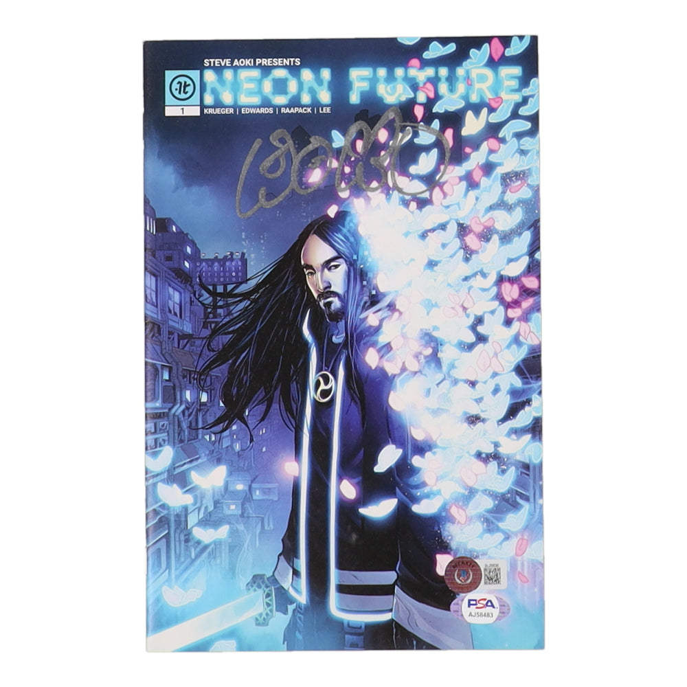 Steve Aoki Signed (Beckett) 2018 "Neon Future" #1 Impact Theory Comic Book