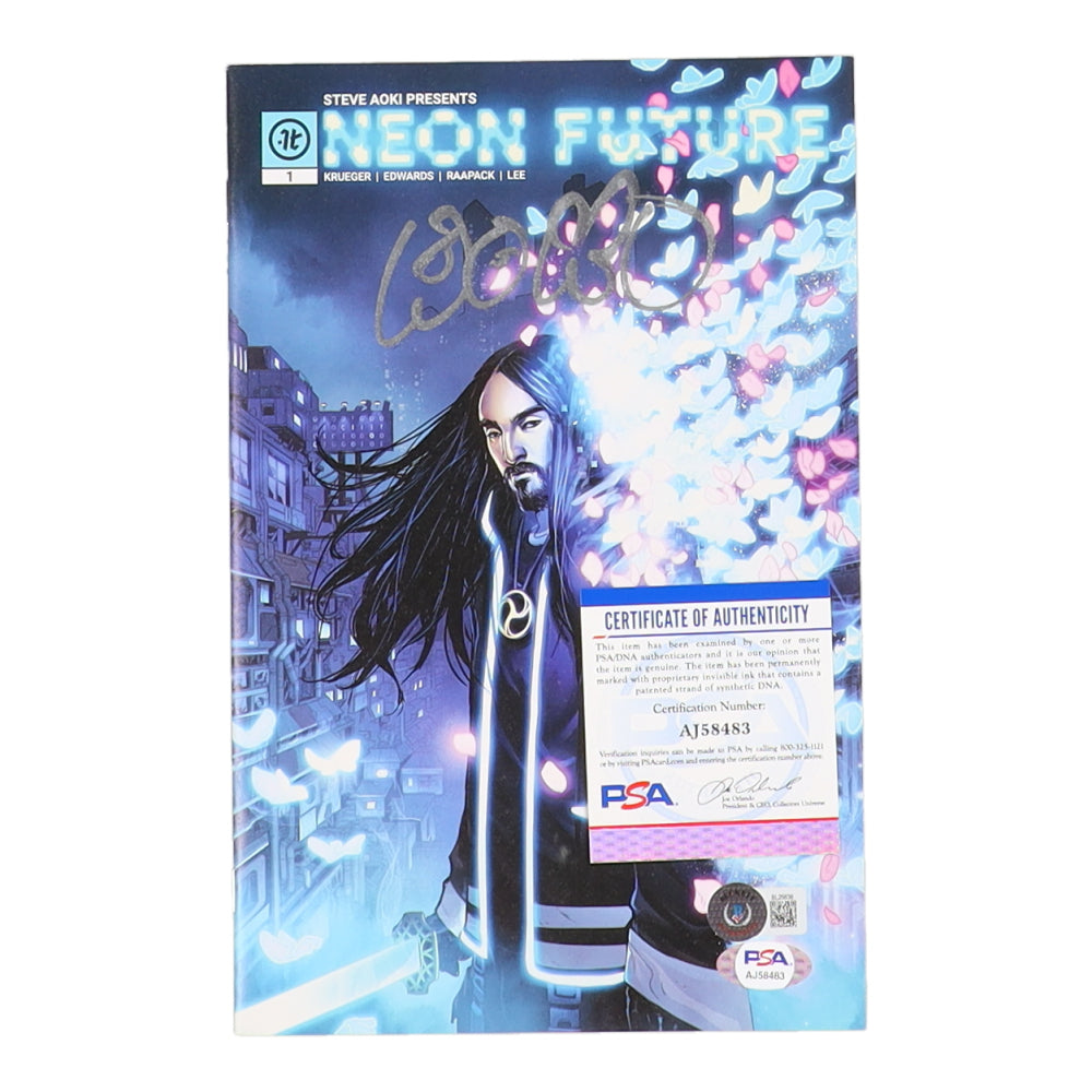 Steve Aoki Signed (Beckett) 2018 "Neon Future" #1 Impact Theory Comic Book