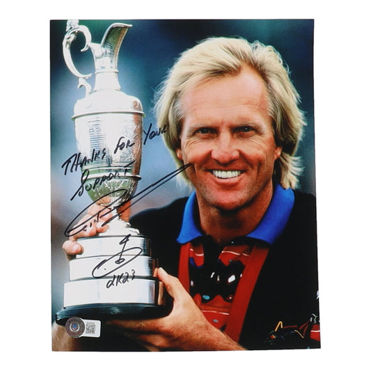 Greg Norman Signed 8x10 Photo Inscribed "Thanks For Your Support" & "2K23" (Beckett)