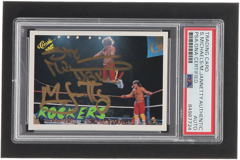 Shawn Michaels & Marty Jannetty Signed 1990 Classic WWF #118 RC - The Rockers (PSA) - Rookie Card