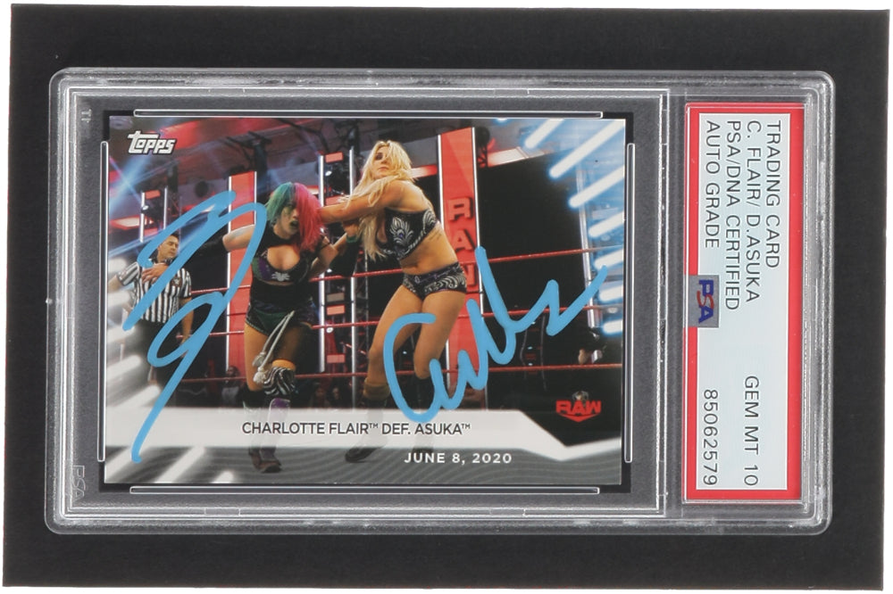 Charlotte Flair Signed 2021 Topps WWE Women's Division #25 / Def. Asuka (PSA | Auto Grade 10)