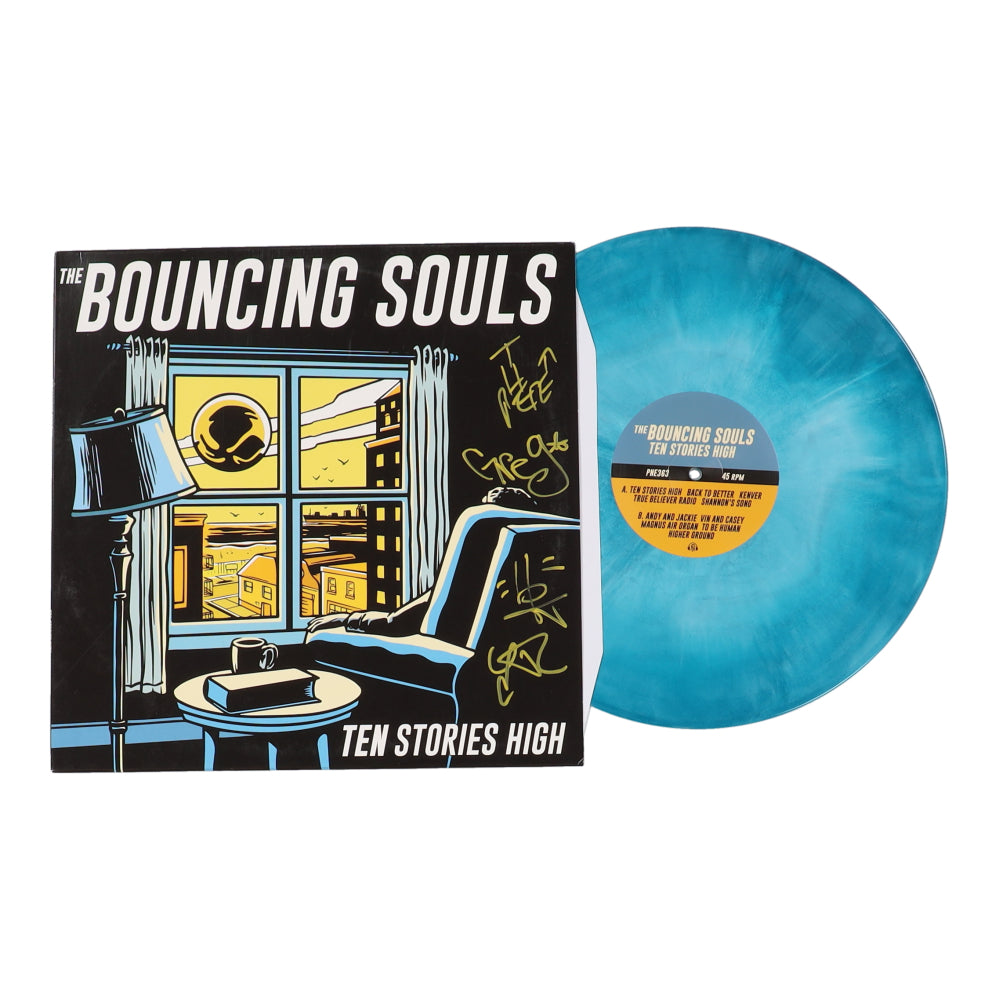 The Bouncing Souls (4) Signed (JSA) "Ten Stories High" Vinyl Album Cover