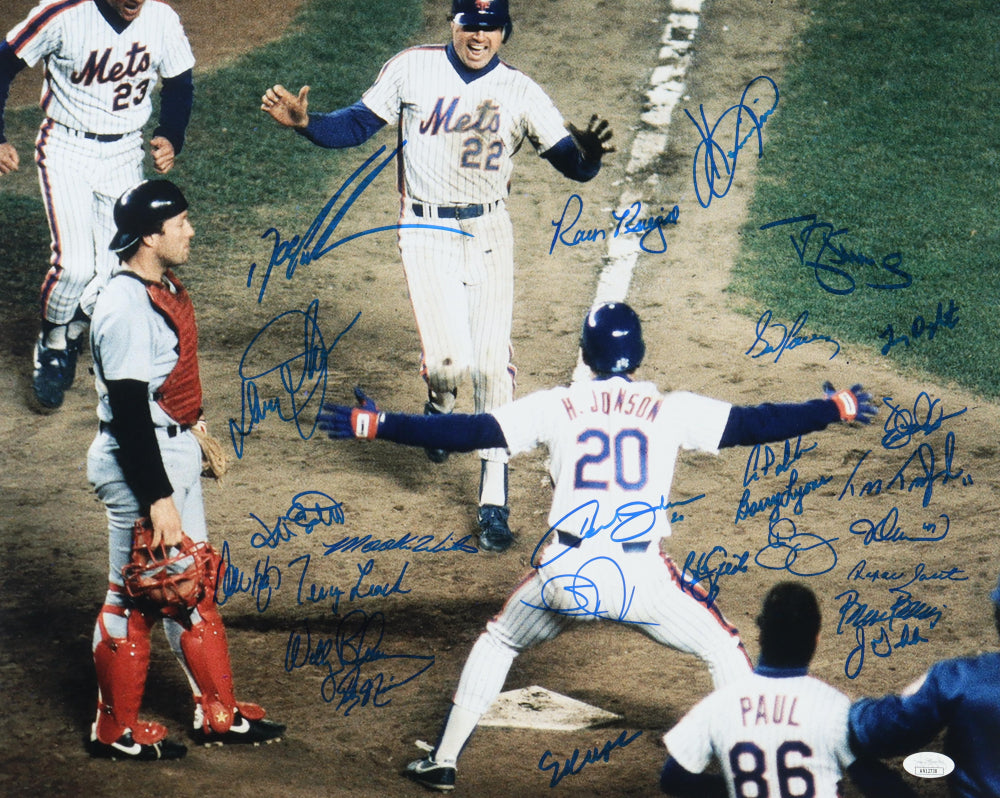 1986 Mets 16x20 Photo Team-Signed by (26) with Davey Johnson, Darryl Strawberry, Dwight Gooden, Howard Johnson, Tim Teufel (JSA)