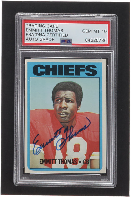 Emmitt Thomas Signed 1972 Topps #157 RC (PSA | Auto 10) - Rookie Card