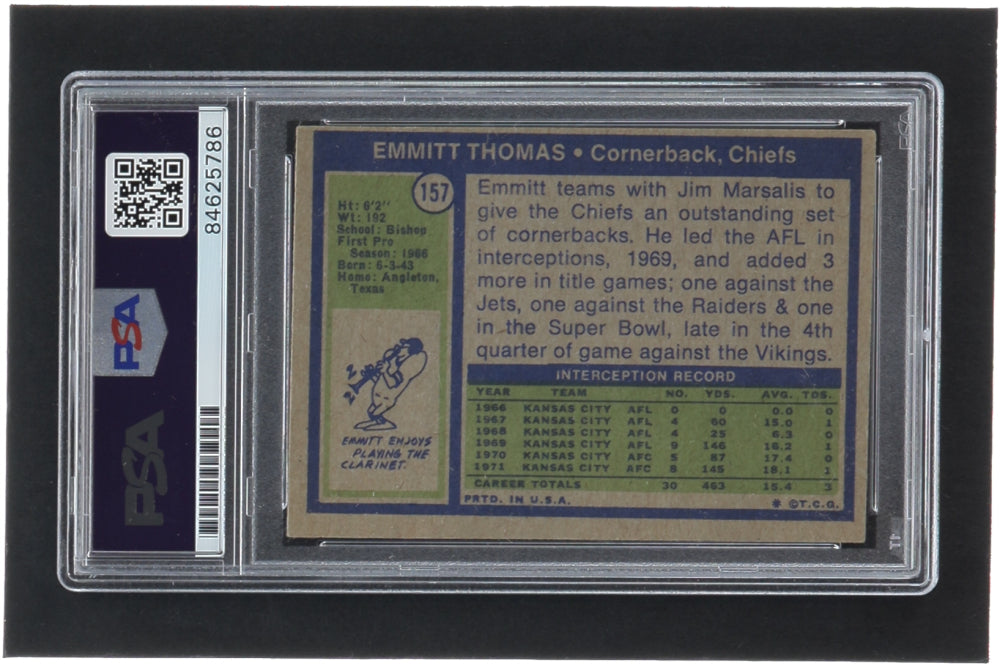 Emmitt Thomas Signed 1972 Topps #157 RC (PSA | Auto 10) - Rookie Card