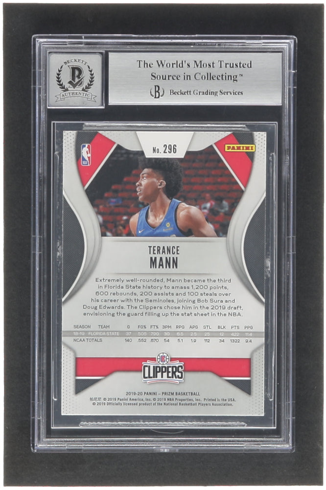 Terance Mann Signed 2019-20 Panini Prizm #296 RC (BGS | Auto Grade 10) - Rookie Card