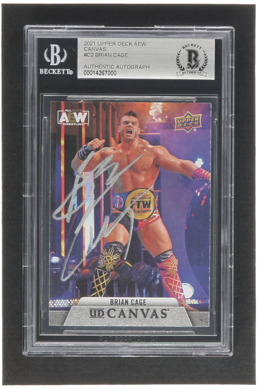 Brian Cage Signed 2021 Upper Deck AEW Canvas #C2 (BGS)