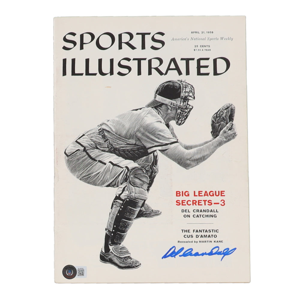 Del Crandall Signed 1958 Sports Illustrated Magazine (Beckett)