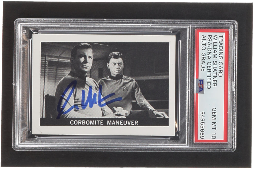 William Shatner Signed 1967 Leaf Star Trek #58 RC Corbomite Maneuver (PSA | Auto 10) - Captain James T. Kirk - Rookie Card