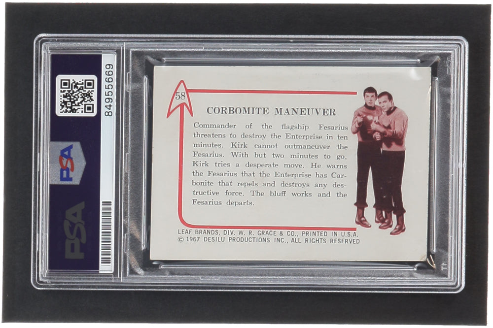 William Shatner Signed 1967 Leaf Star Trek #58 RC Corbomite Maneuver (PSA | Auto 10) - Captain James T. Kirk - Rookie Card