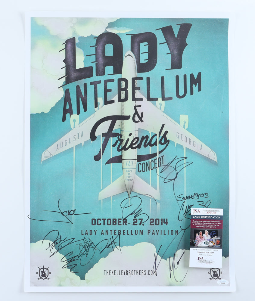 "Lady Antebellum & Friends Concert" 18x24 Concert Poster Signed (JSA) By (9) With Hillary Scott, Dave Haywood, Charles Kelley, Zach Swon