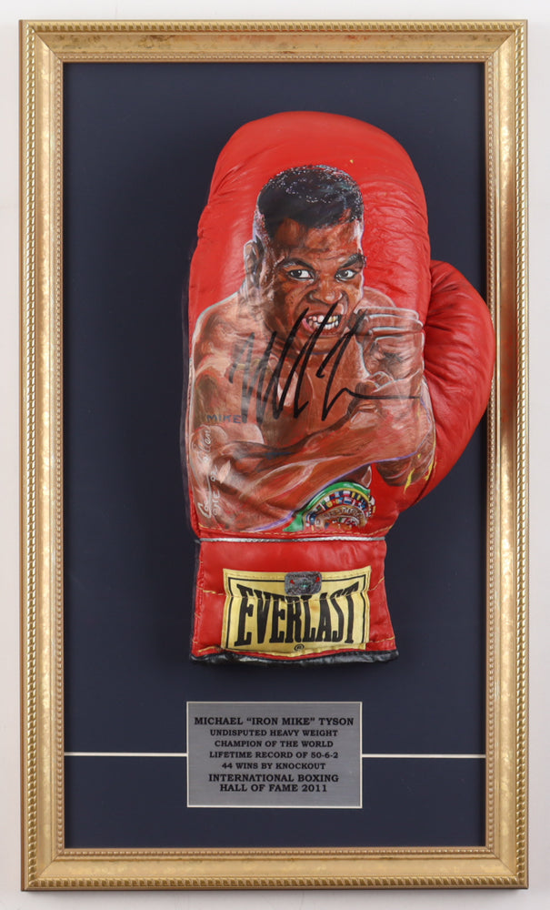 Mike Tyson Signed Custom Framed Everlast Hand-Painted Oil Paint Portrait Boxing Glove (Tyson)