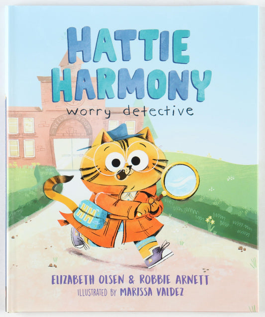 Elizabeth Olsen & Robbie Arnett Signed (JSA) "Hattie Harmony: Worry Detective" Hardcover Book - Actress | Musician